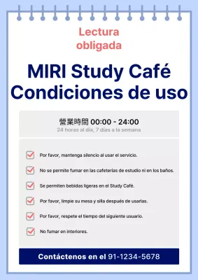 Moderna cafetería de estudio roja y azul en el centro de la ciudad