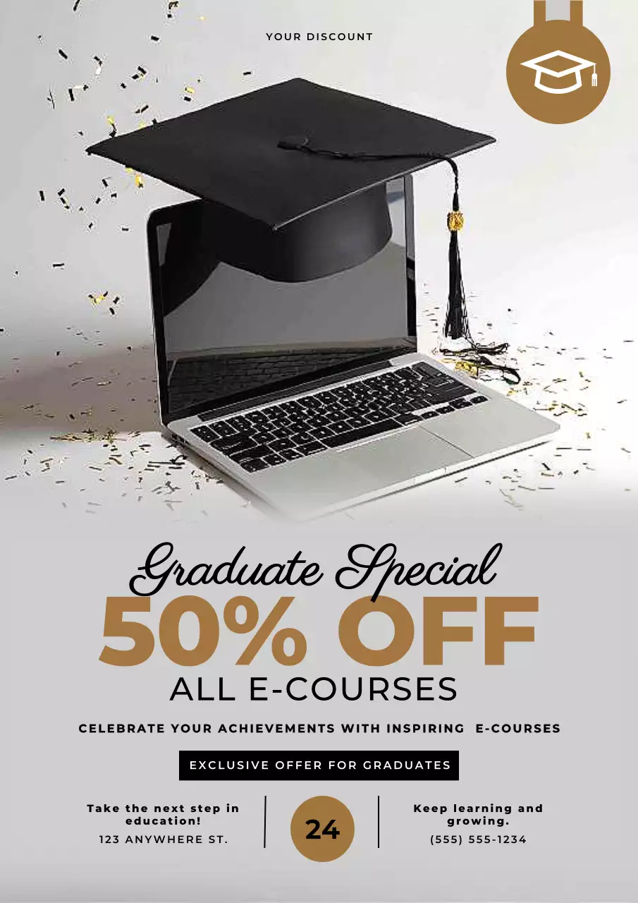 Gold Modern Education Promotion Poster