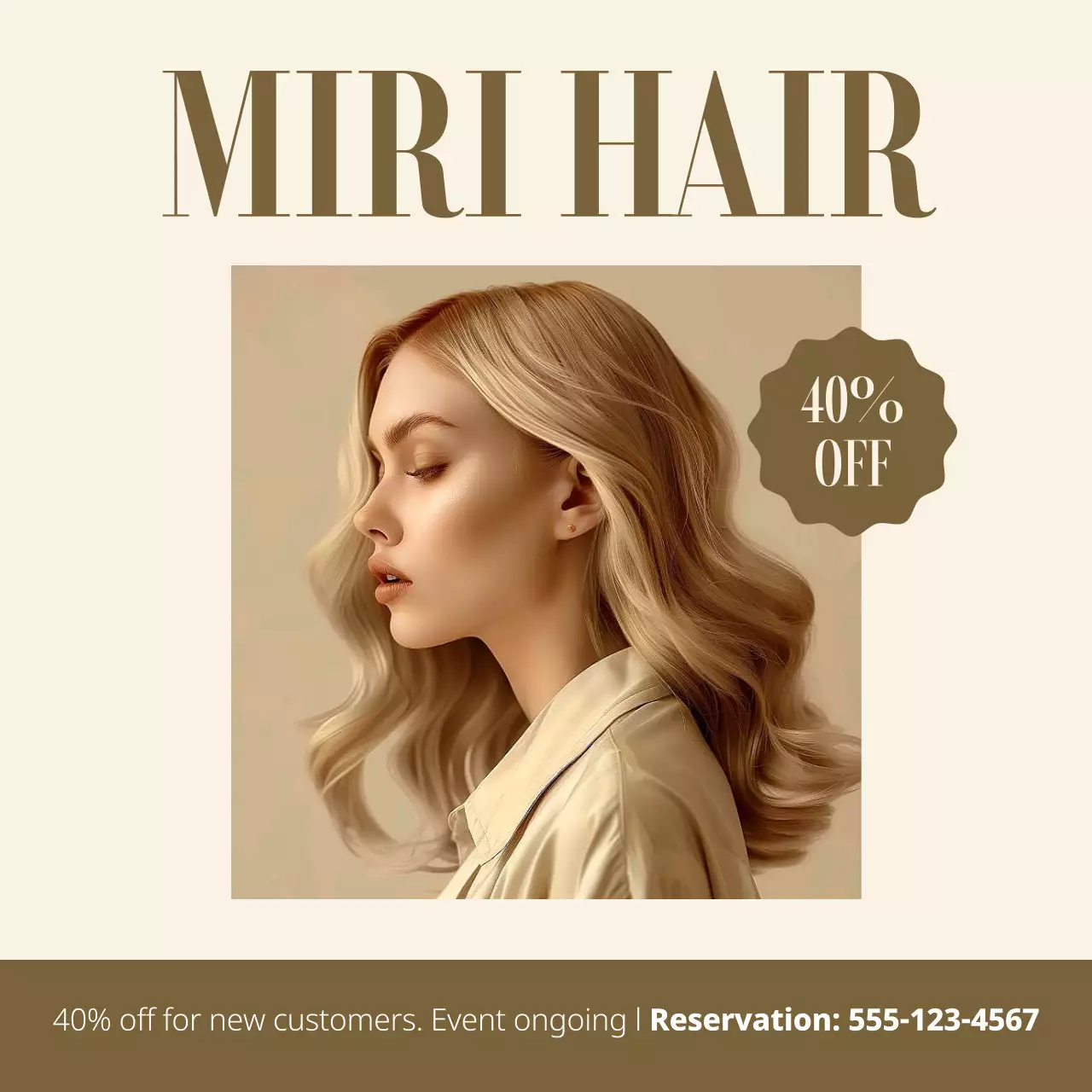 Beige Elegant Hair Promotion Social Media Post