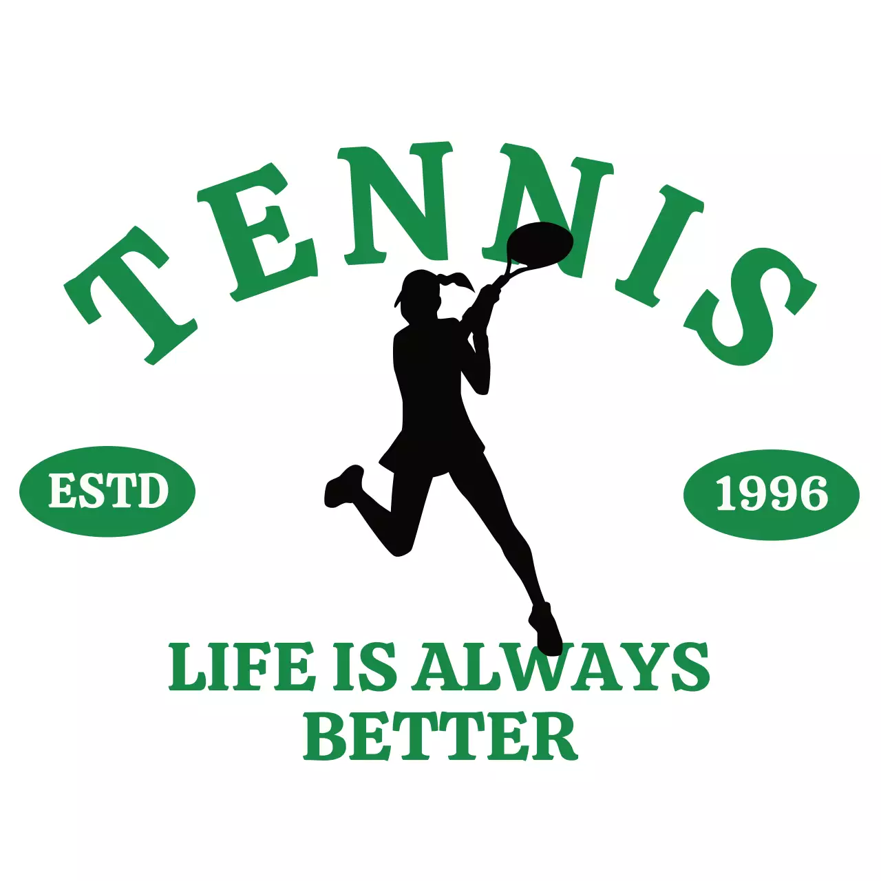 Tennis club in green and black with a vintage feel
