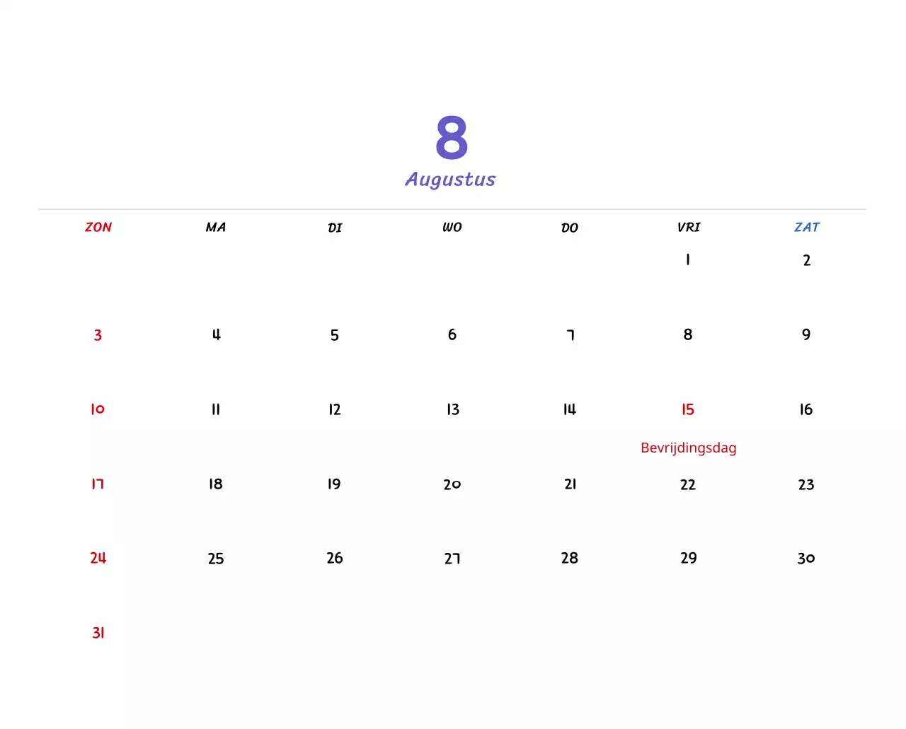 Nieuwjaarskalender met schattige illustraties