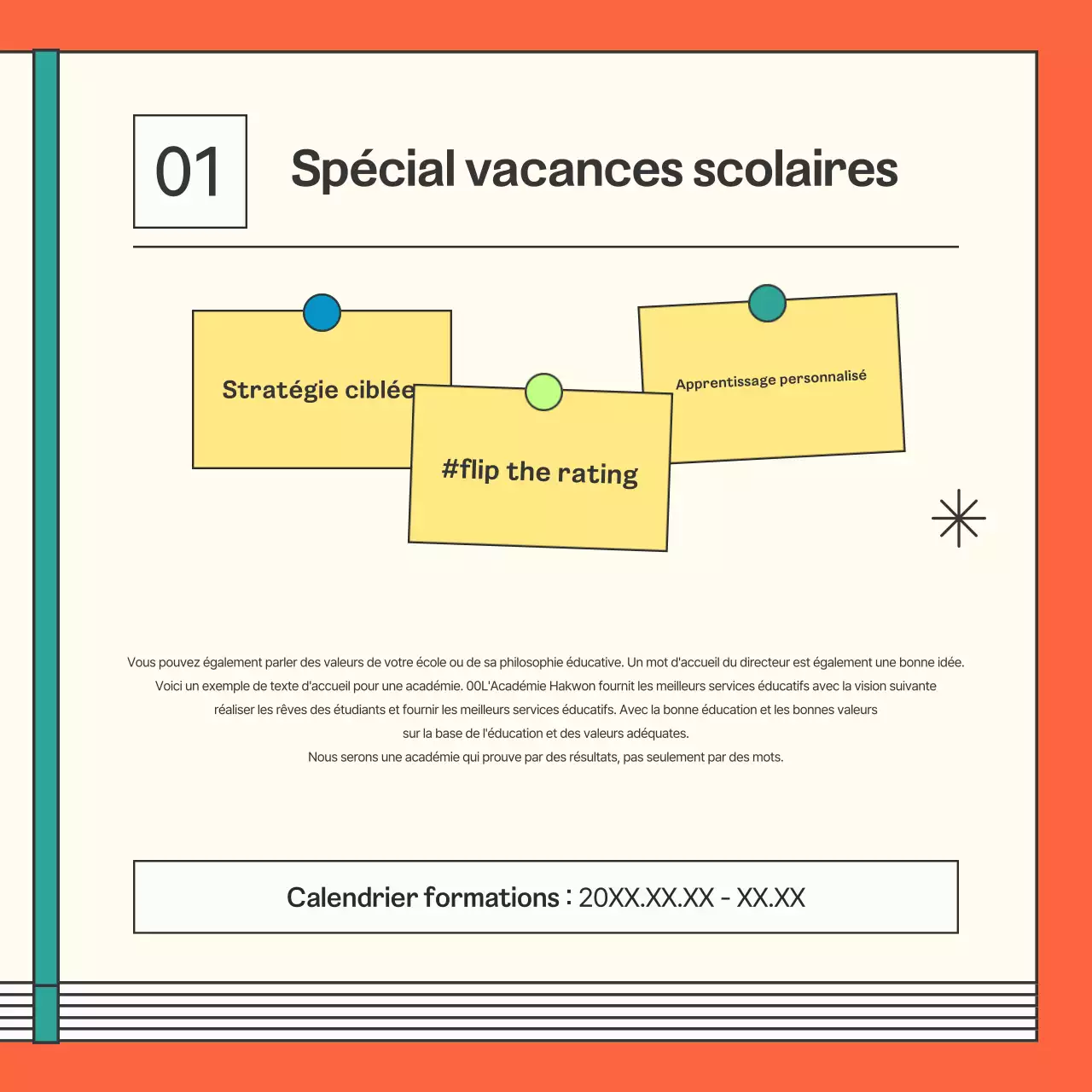 Promouvoir une conférence sur l'école orange kitsch