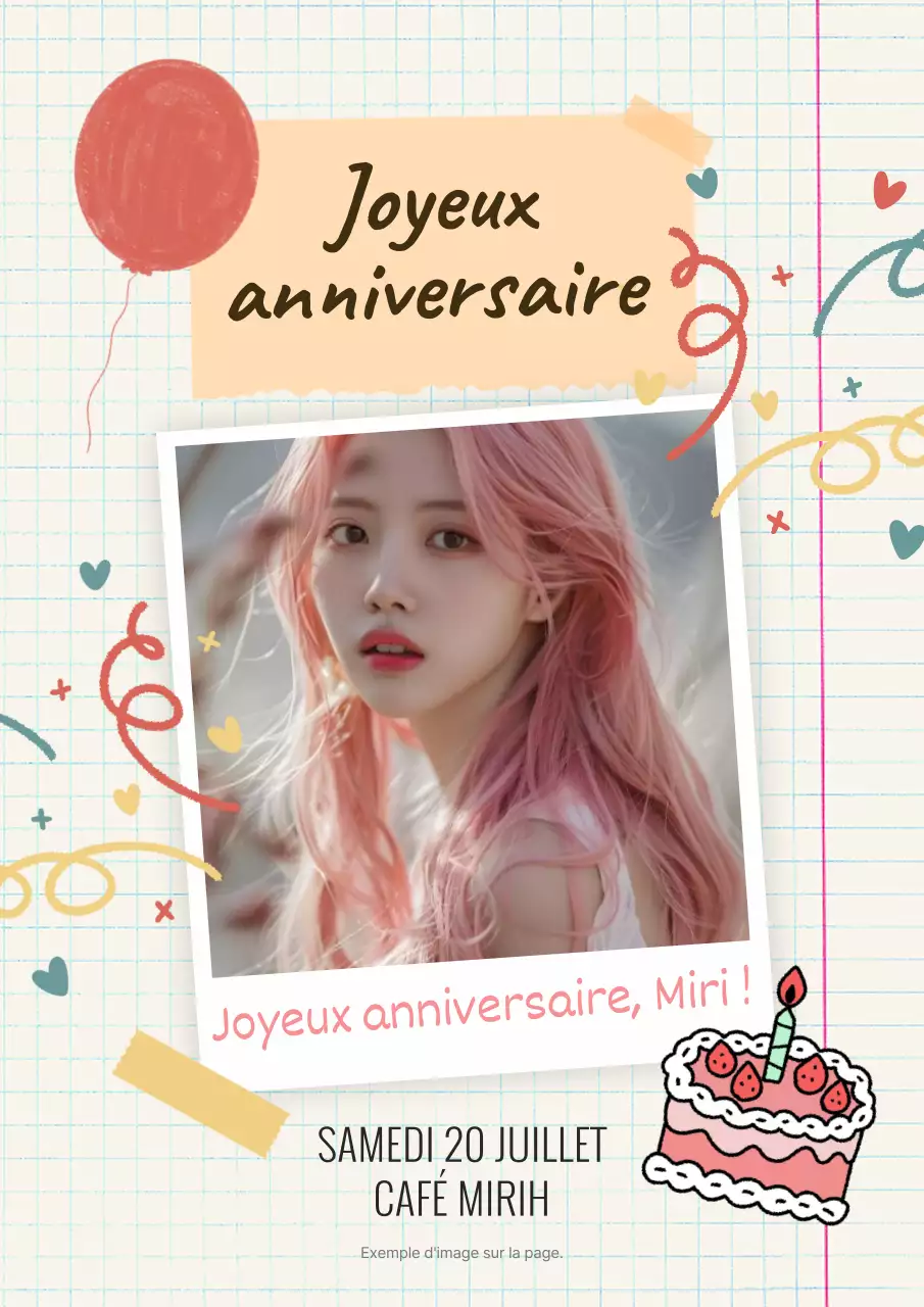 Promouvoir un café d'anniversaire d'idoles roses et mignonnes