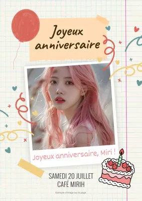 Promouvoir un café d'anniversaire d'idoles roses et mignonnes