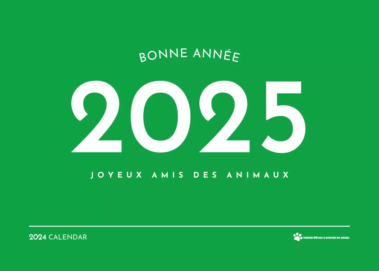 Un calendrier avec une photo de chiot et un message mignon dans une couleur verte.