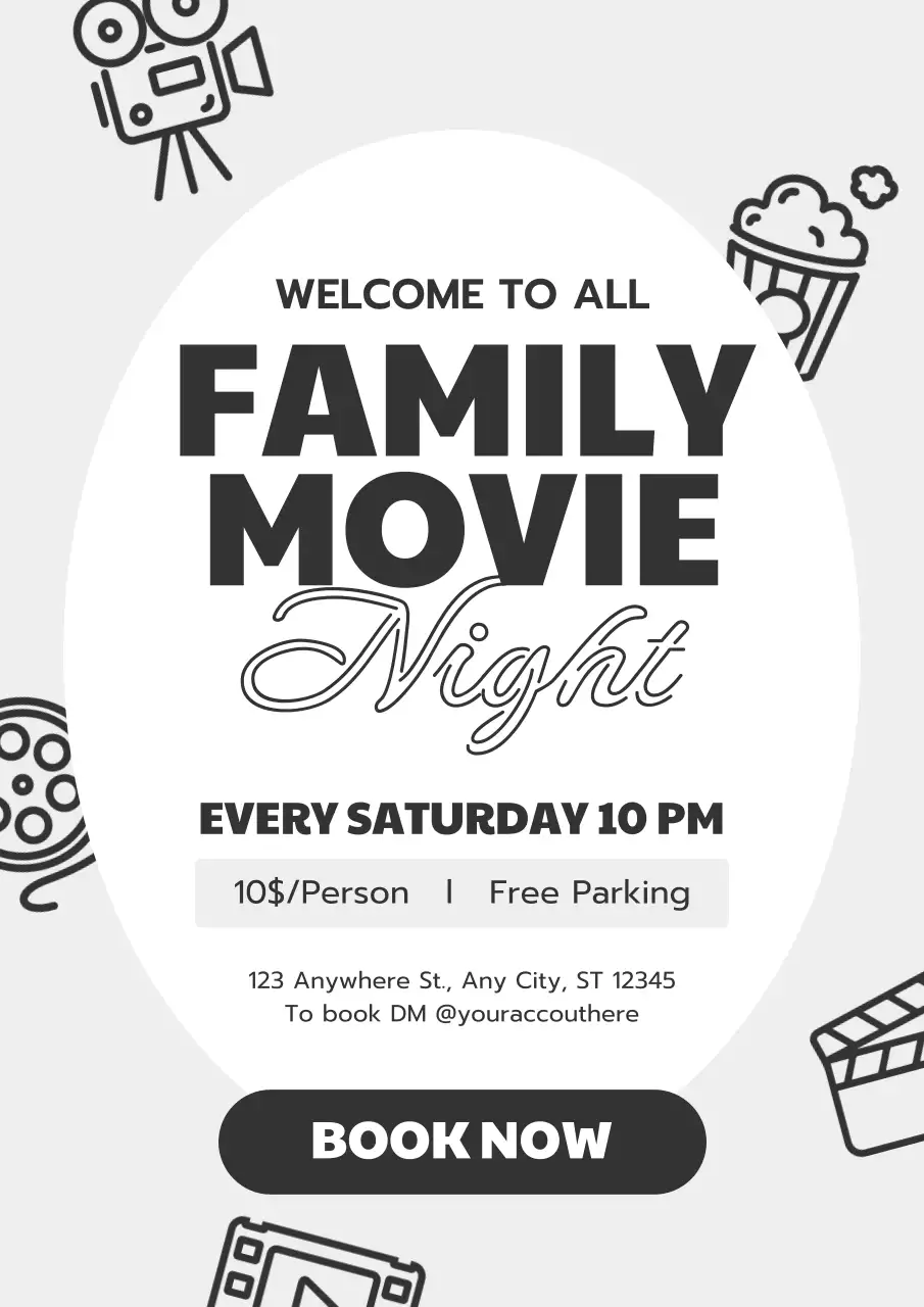 Grey Minimal Movie Event Poster