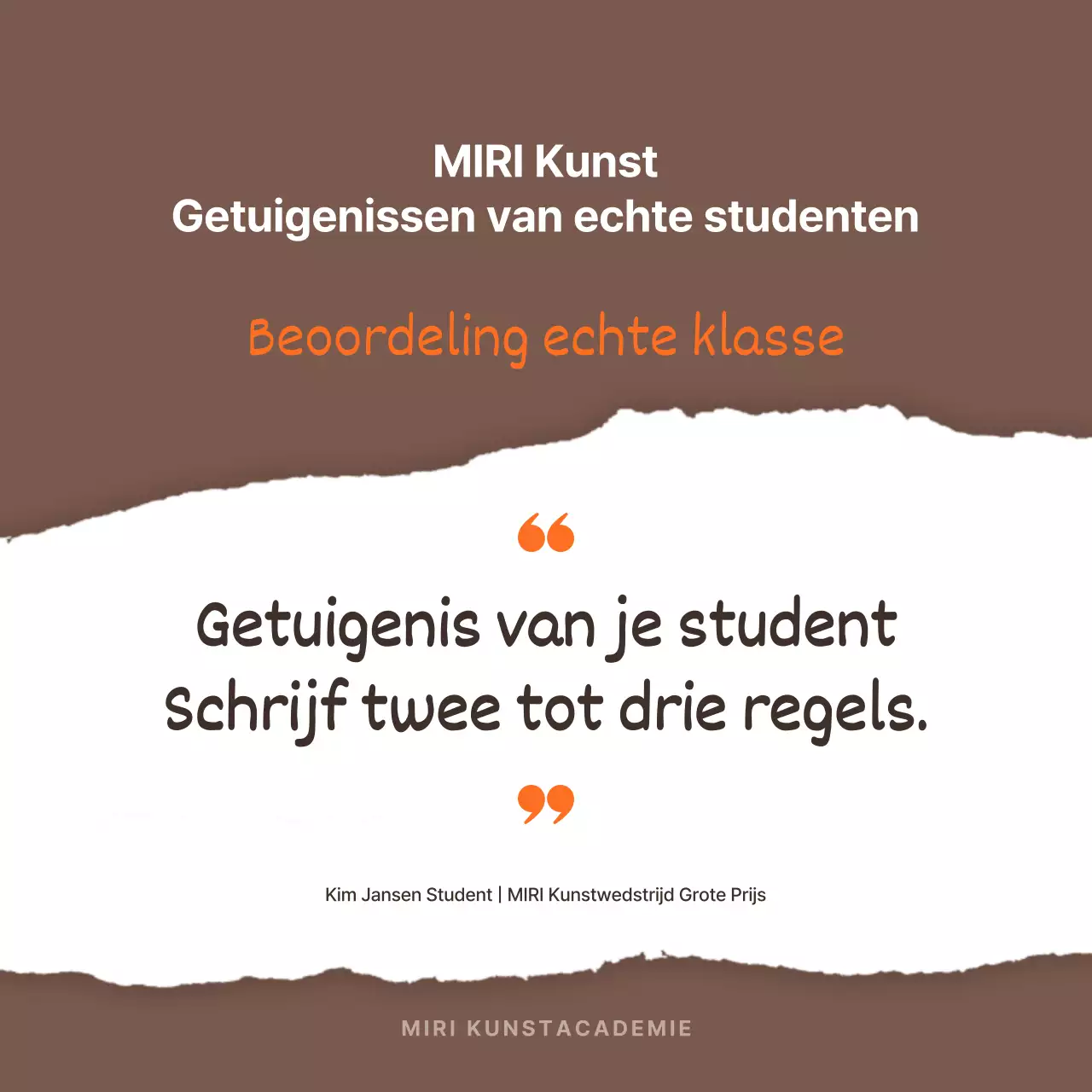 Promoot getuigenissen met bruine en oranje highlights