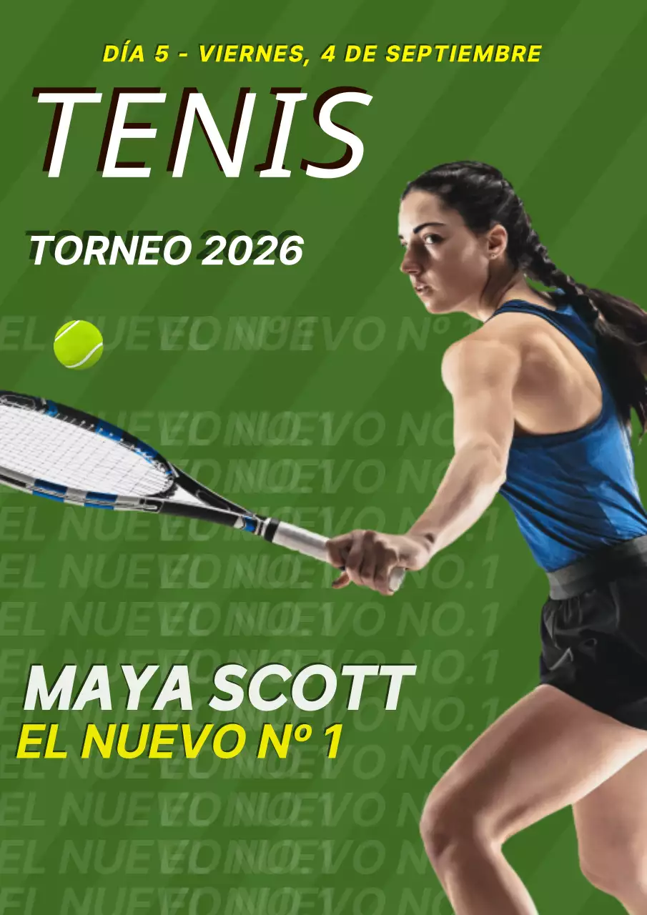 Cartel del Campeonato de Tenis Moderno Verde
