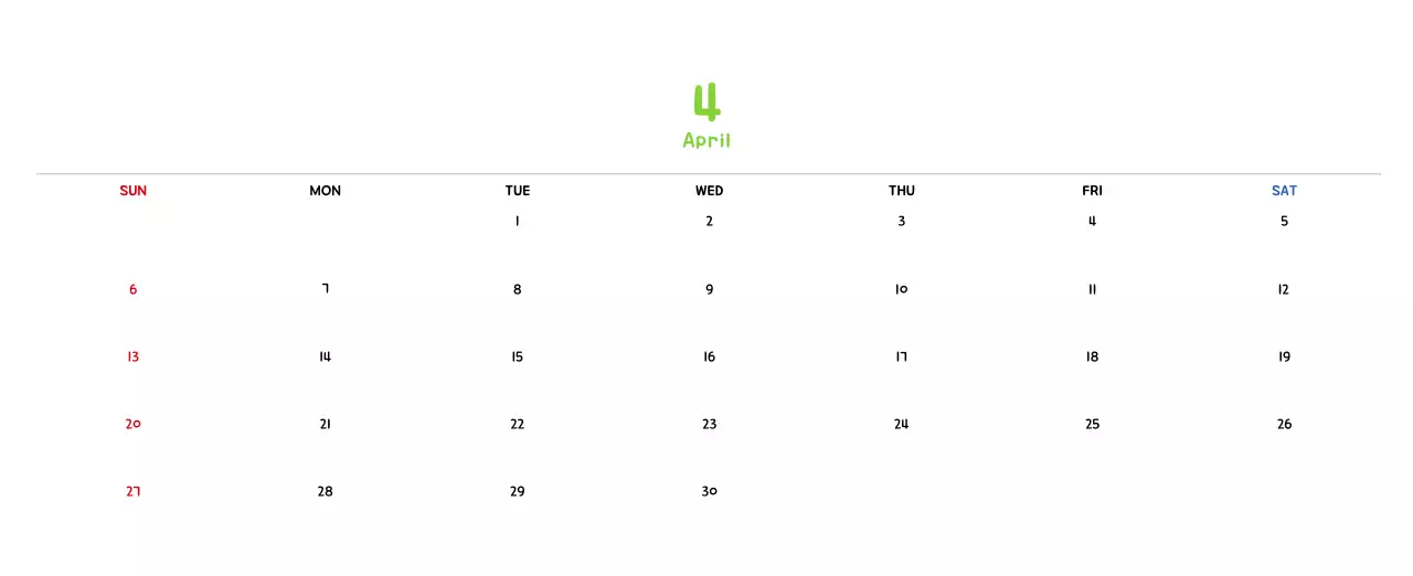 New Year's calendar with cute illustrations