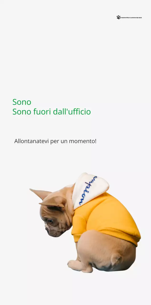 Un calendario con la foto di un cucciolo e un simpatico messaggio in colore verde.