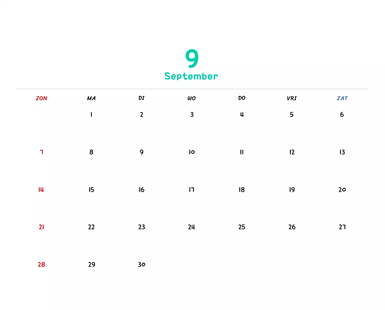 Nieuwjaarskalender met schattige illustraties