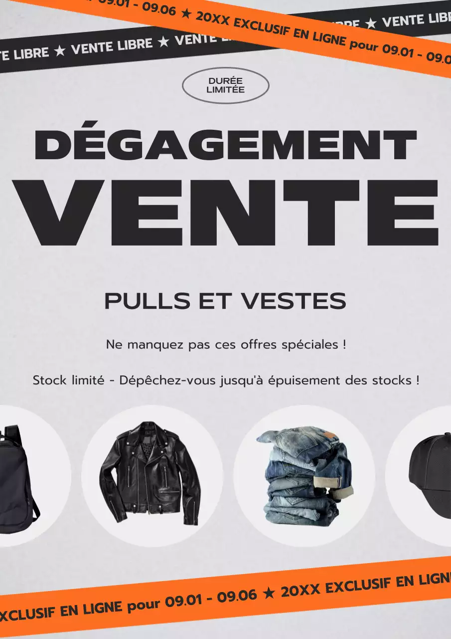 Promouvoir un simple déstockage en noir et orange