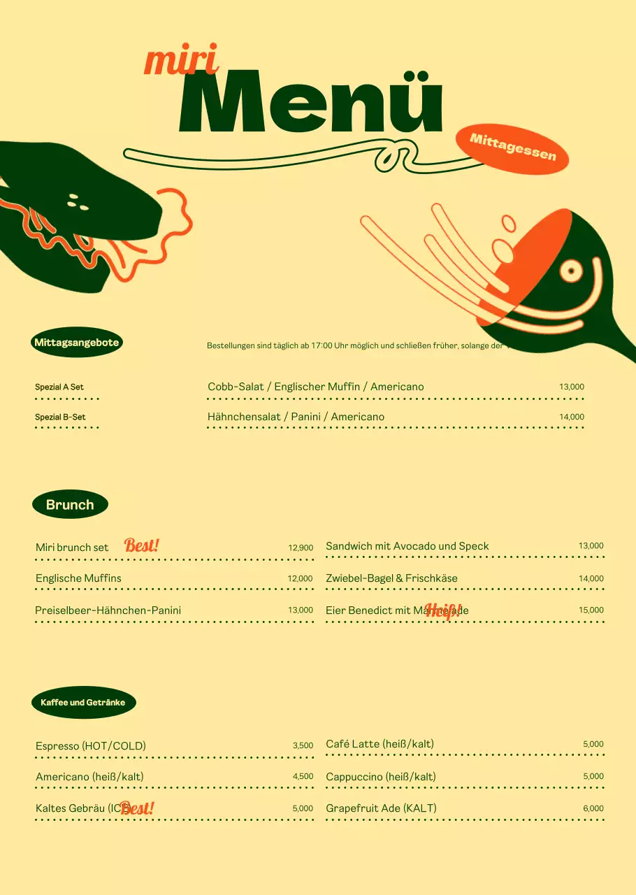 Über das schicke Brunch-Menü in Grün und Elfenbein