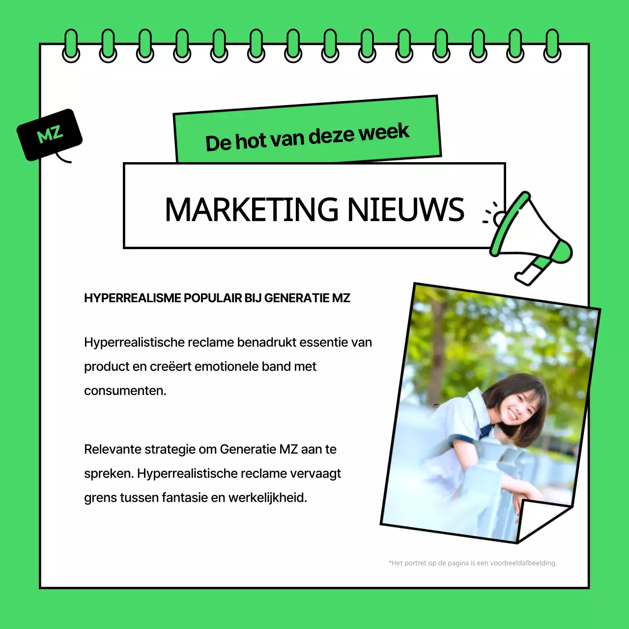 Een limoengroene, minimalistische marketingnieuwsbrief