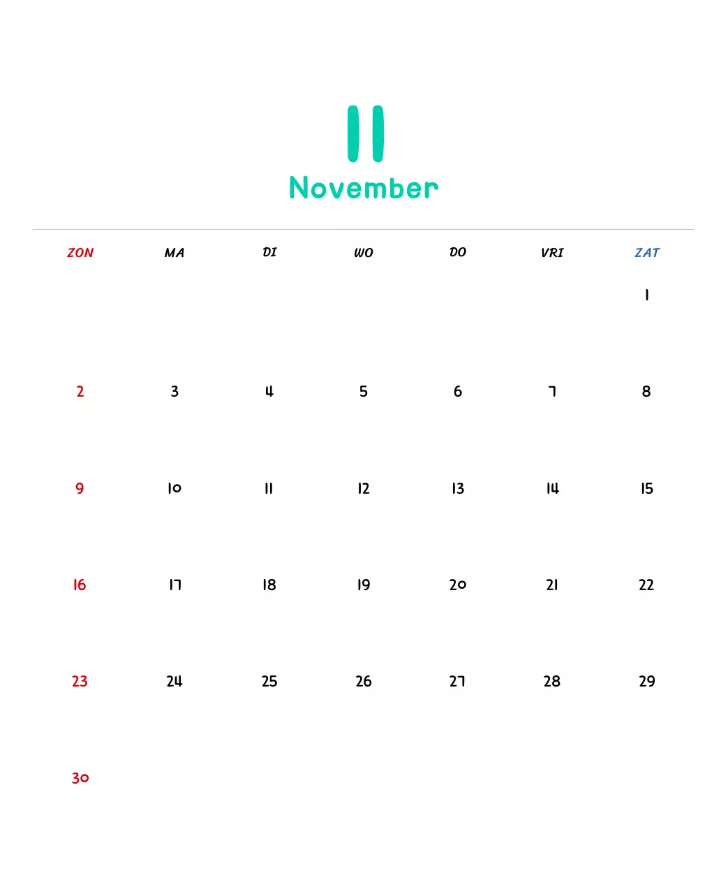 Nieuwjaarskalender met schattige illustraties