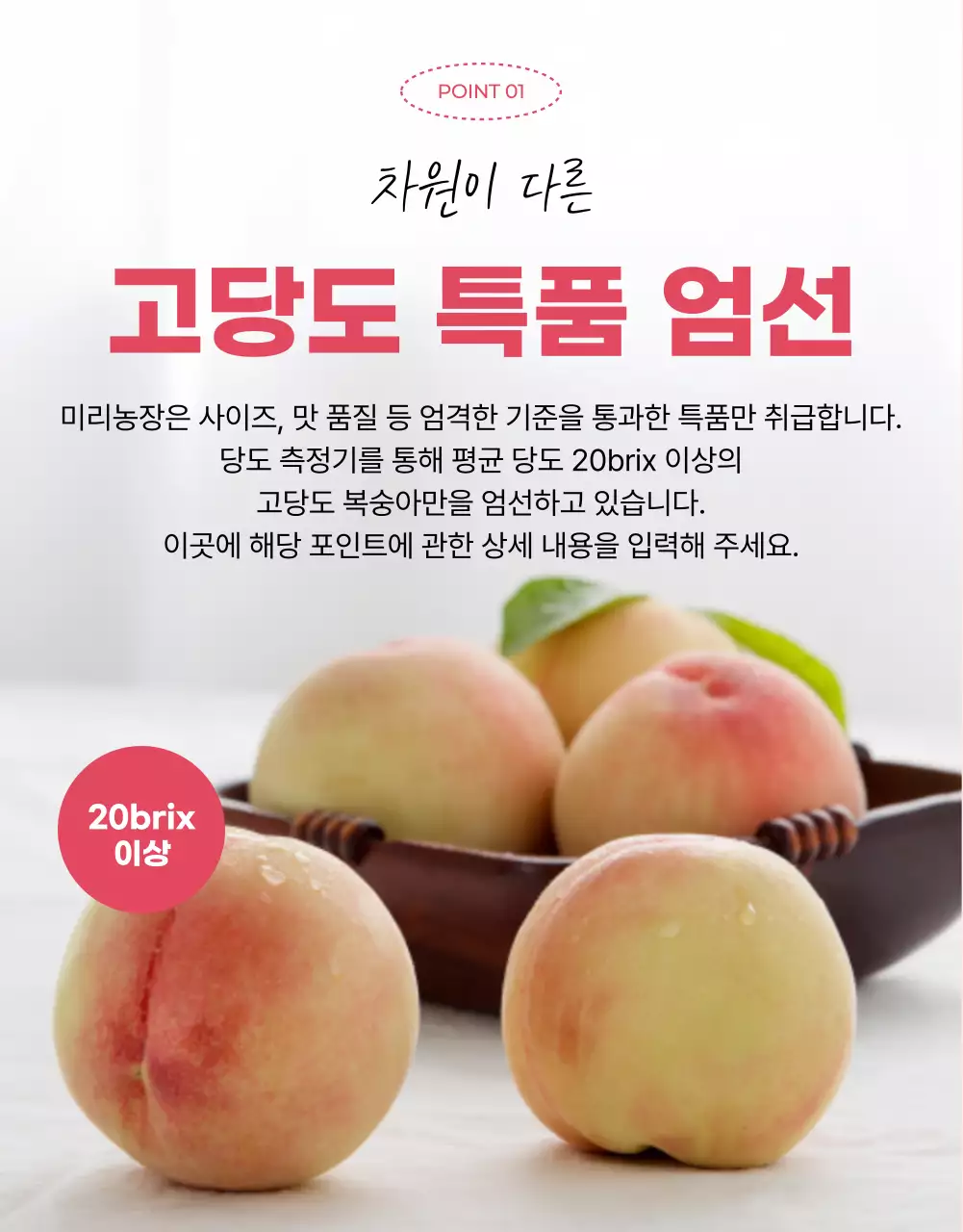 핑크의 기본적인 제철 과일 광고