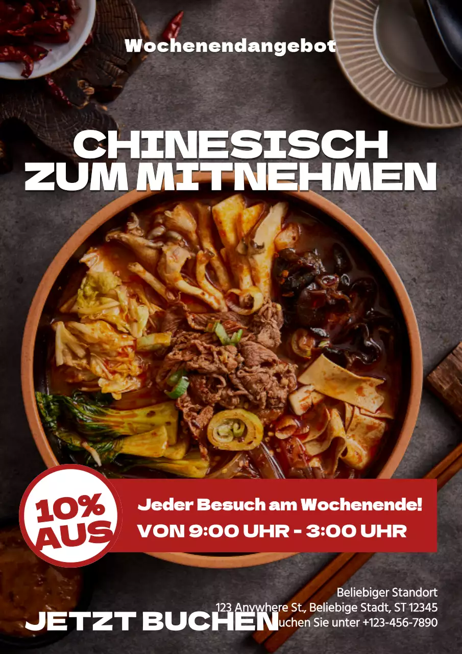Red Modern Restaurant Wochenendangebote Promotion Poster