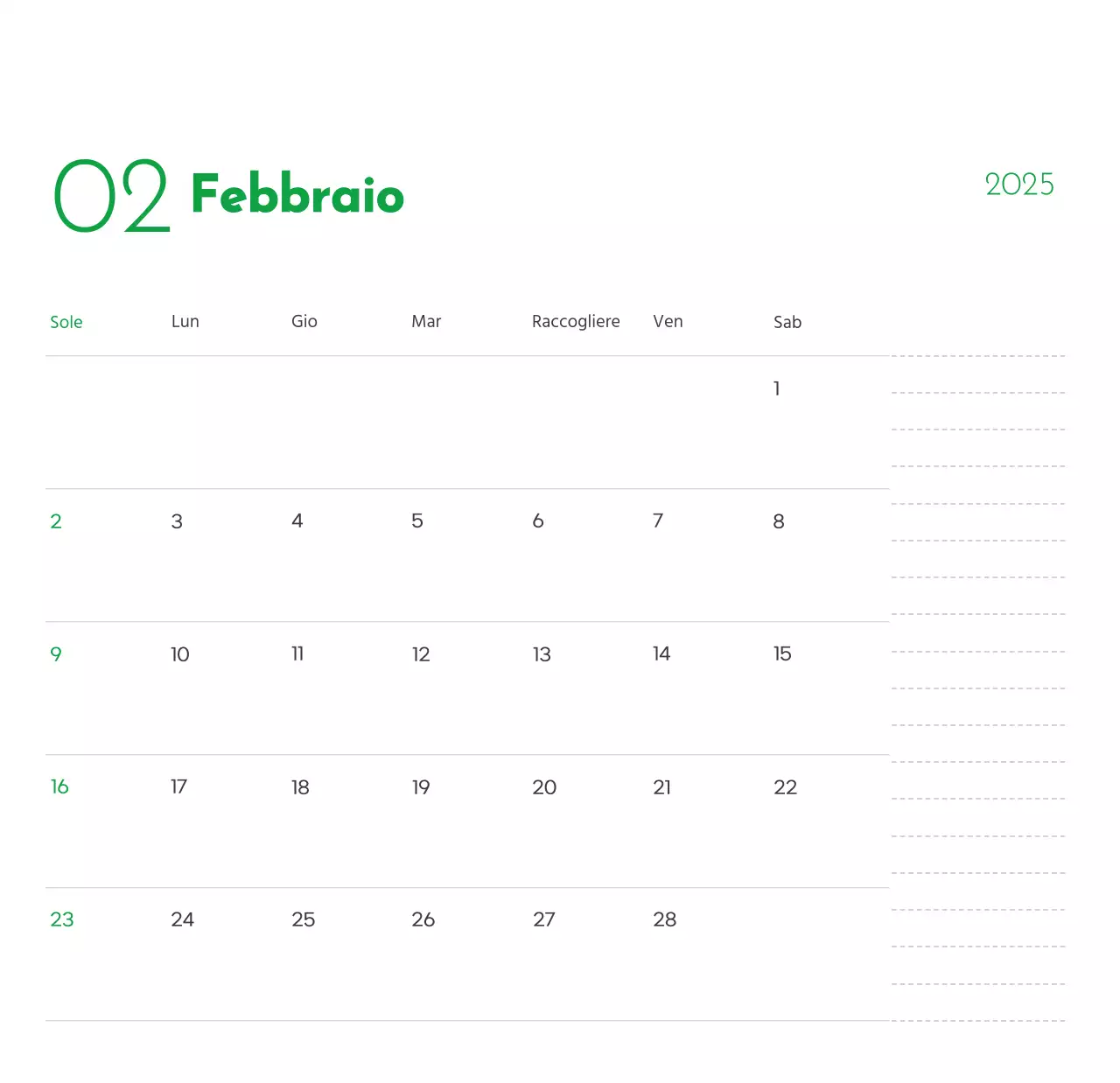 Un calendario con la foto di un cucciolo e un simpatico messaggio in colore verde.