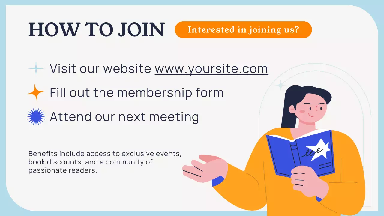 Blue Modern Book Club Guide Presentation