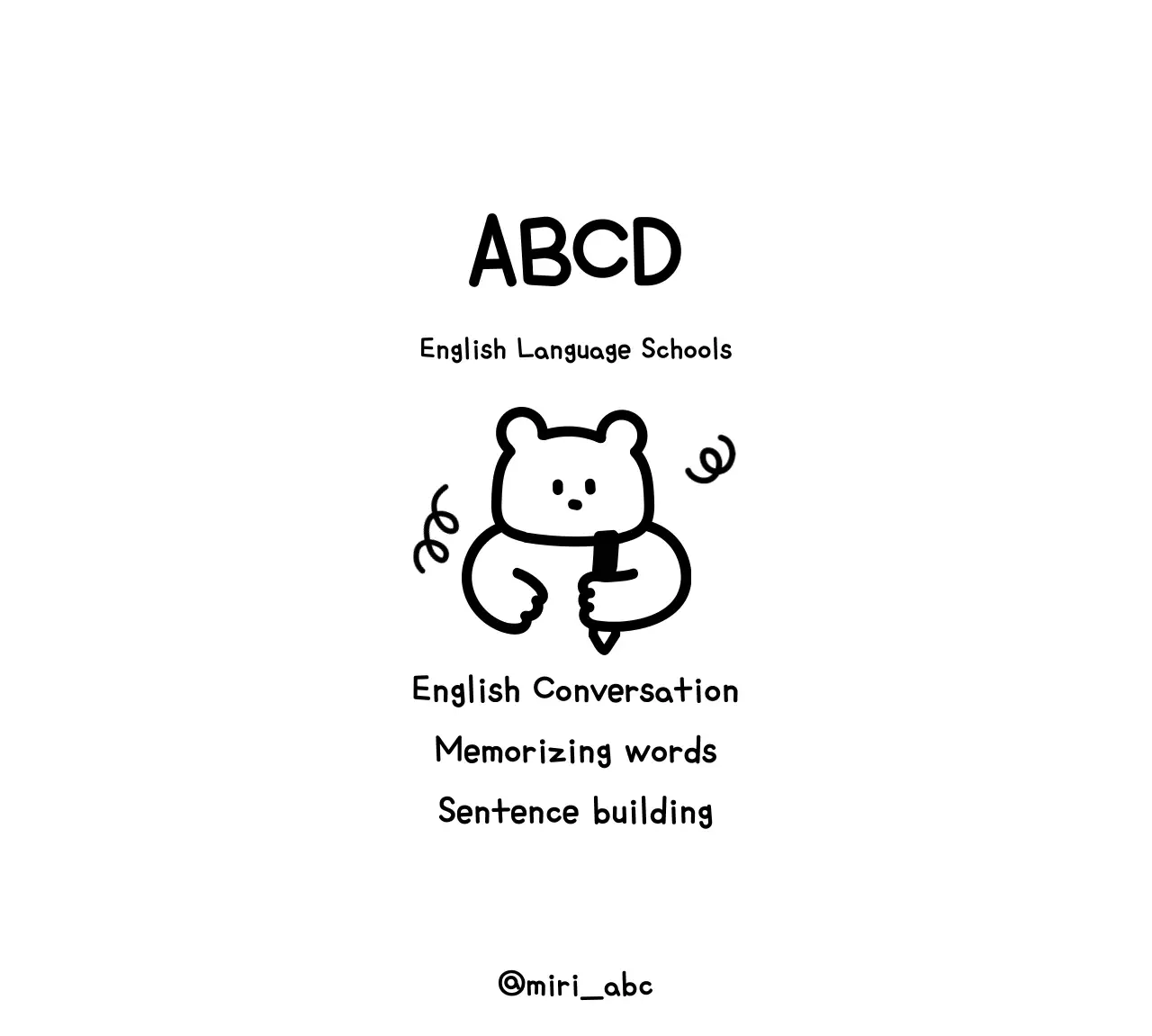 English language school with cute teddy bear illustrations