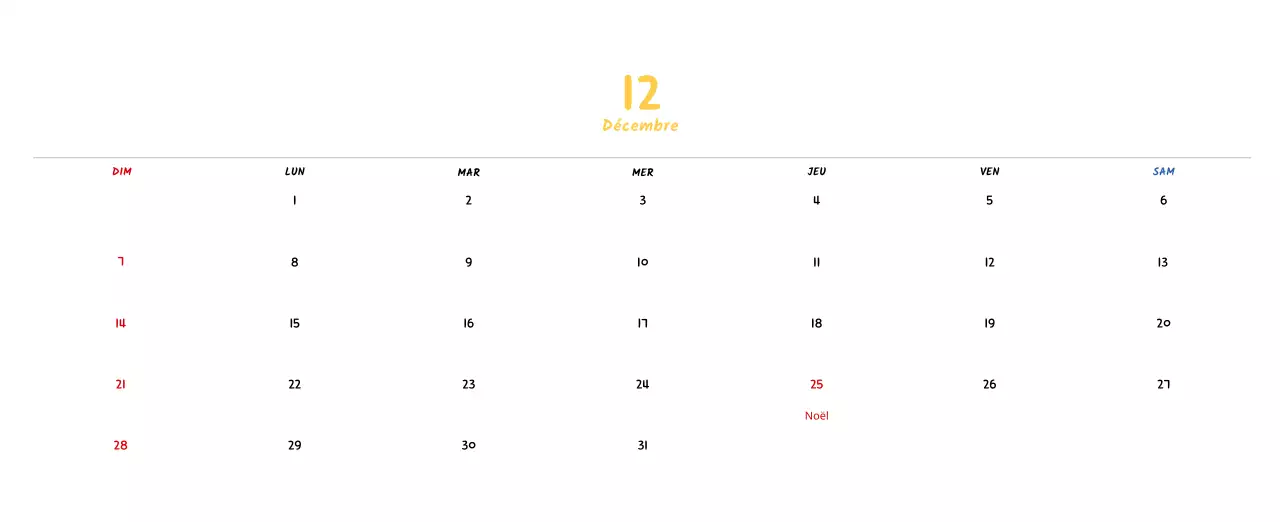 Calendrier du Nouvel An avec de jolies illustrations