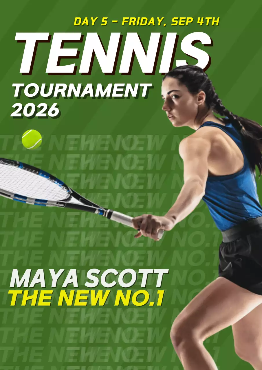 Green Modern Tennis Announcement Poster