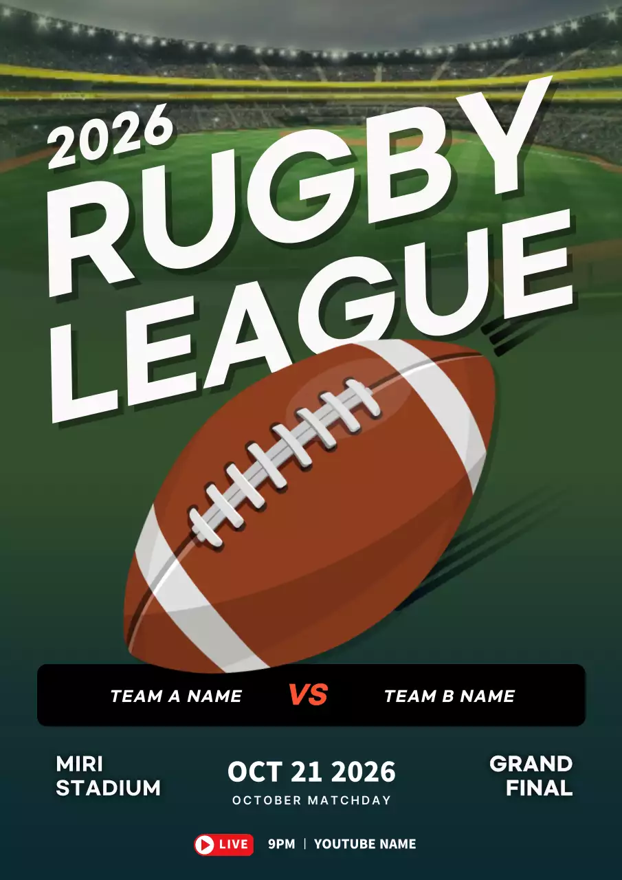 Green Modern Rugby Promotion Poster