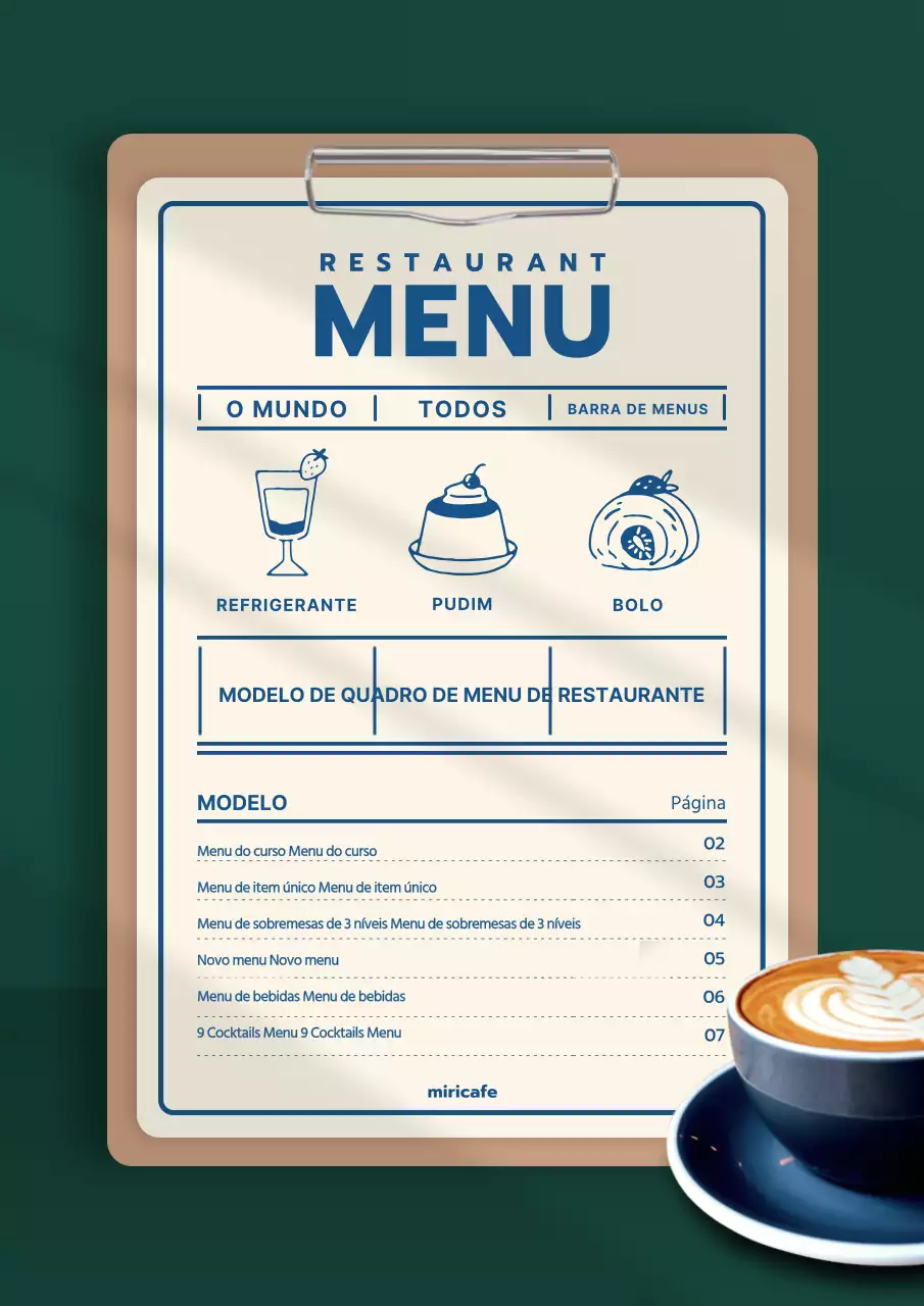 Uma coleção de placas de menu de restaurante na moda em verde e marfim