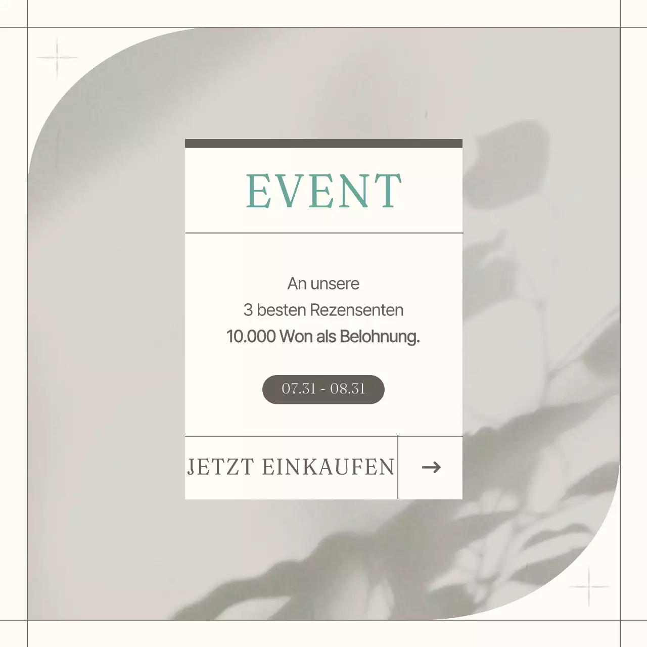 Werbung für eine minimalistische Modemarke in Beige und Mint