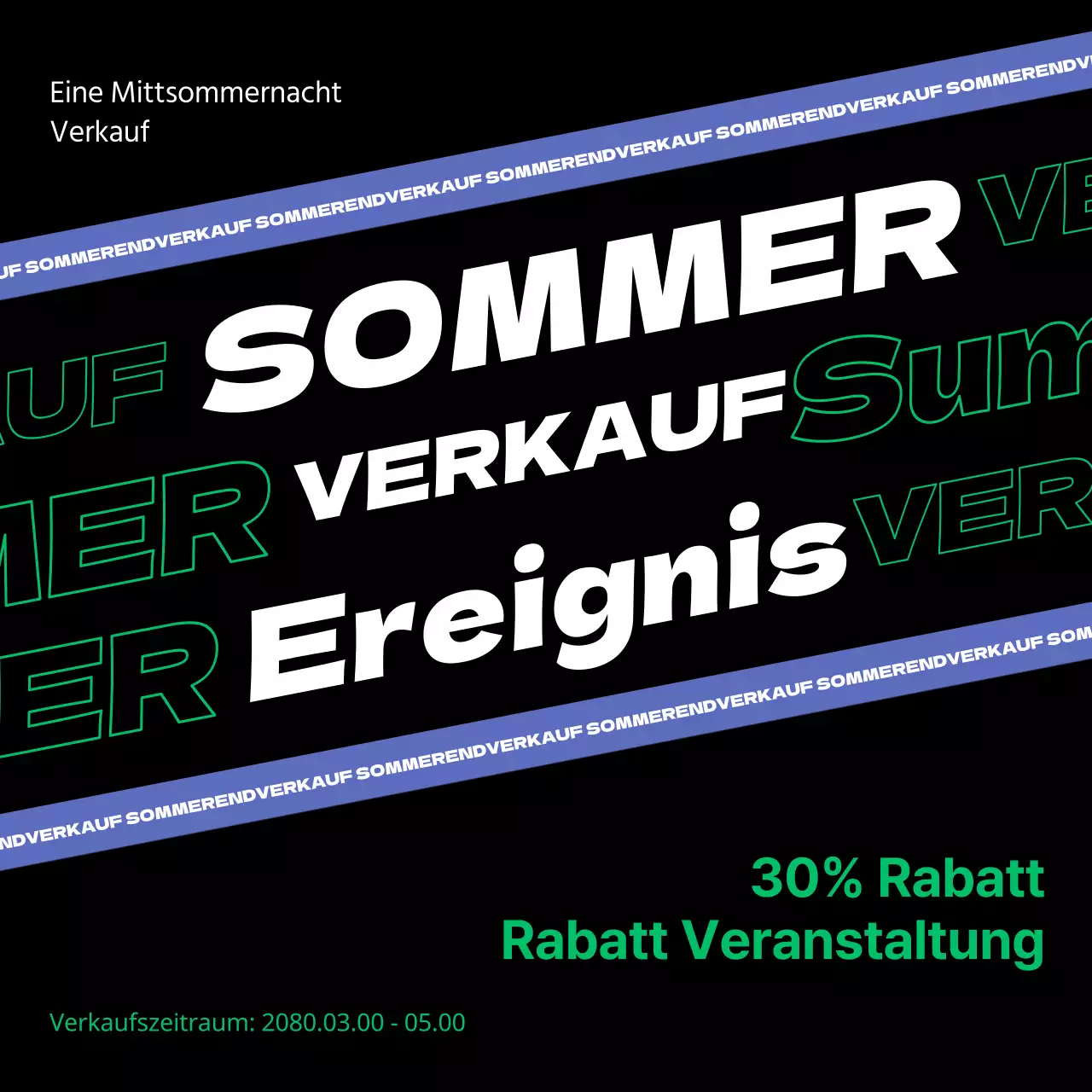 Eine Kollektion von Sommerverkäufen mit lila und grünen Akzenten