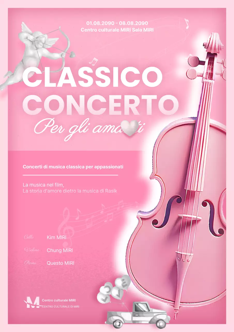Promuovere concerti di musica vintage in rosa e grigio