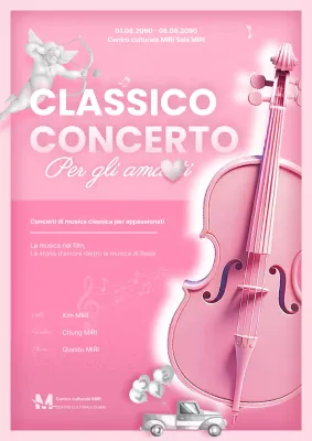 Promuovere concerti di musica vintage in rosa e grigio