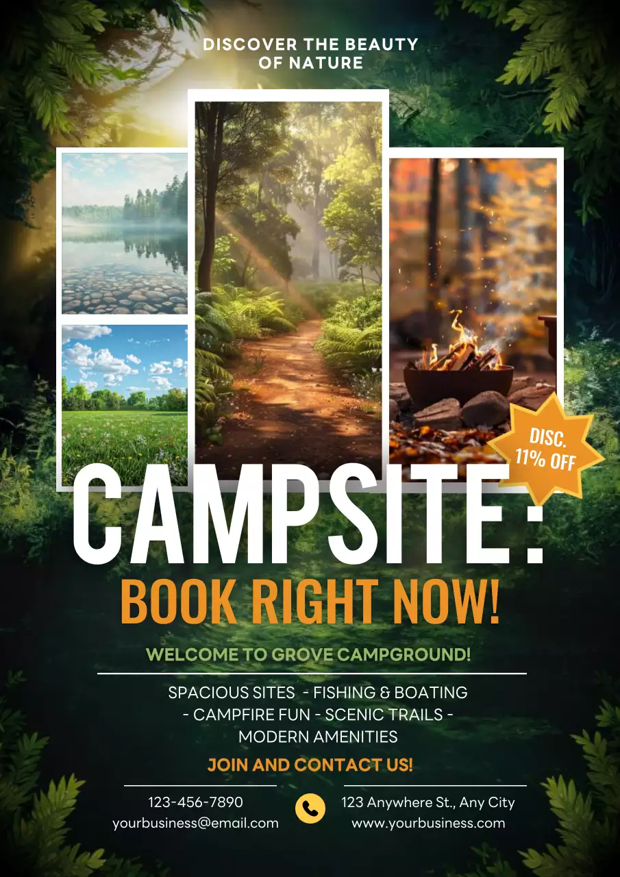 Green Rustic Campsite Promotion Poster