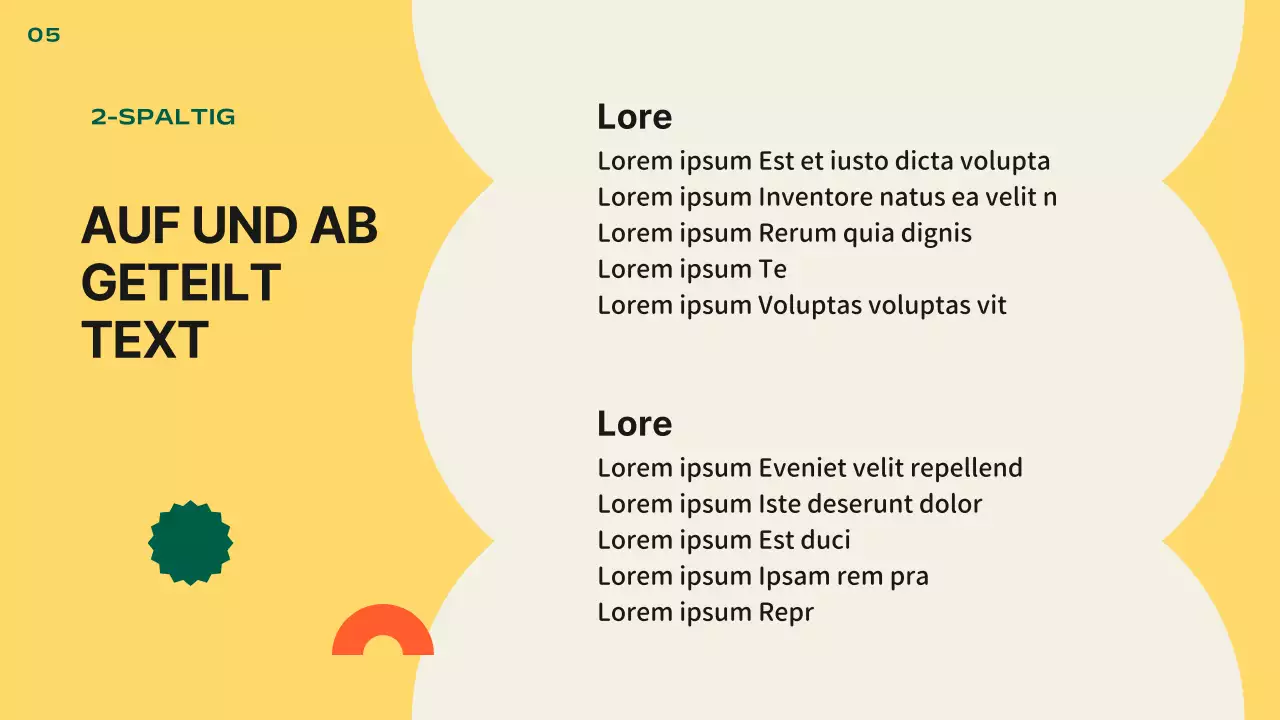 Kitschige Standard-Layout-Darstellung in Orange und Gelb