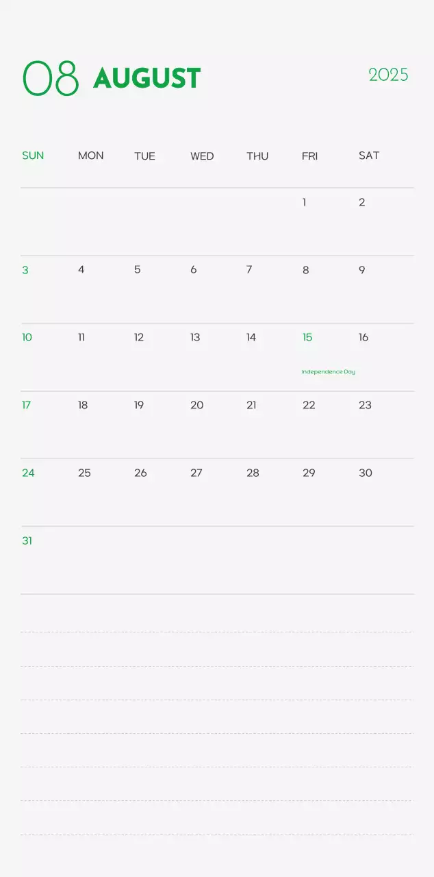 A calendar with a puppy photo and cute message in a green accent color