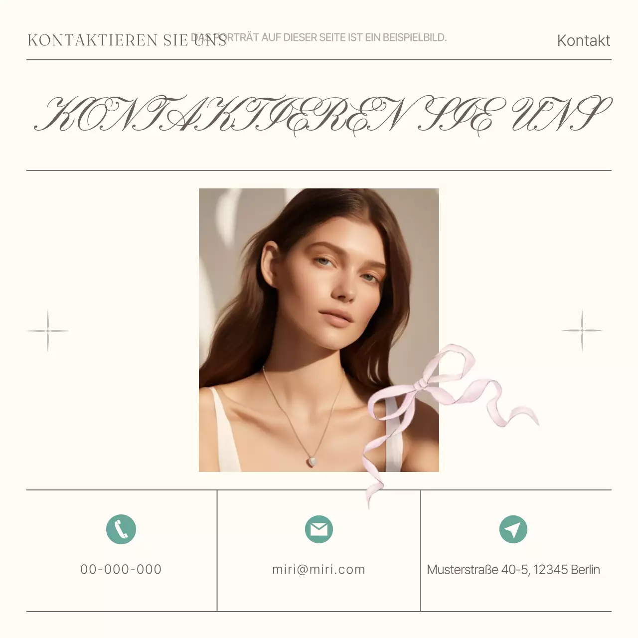 Werbung für eine minimalistische Modemarke in Beige und Mint