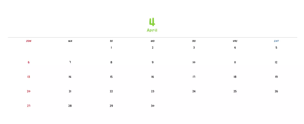 Nieuwjaarskalender met schattige illustraties
