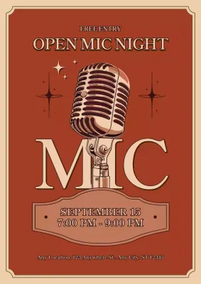 Red Retro Open Mic Event Poster