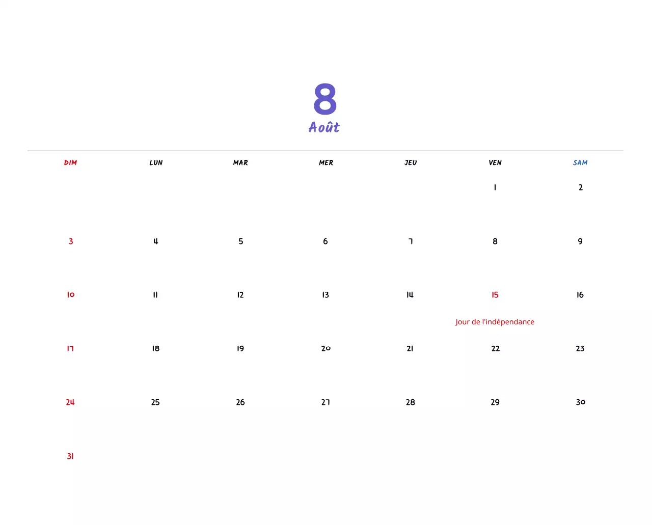 Calendrier du Nouvel An avec de jolies illustrations