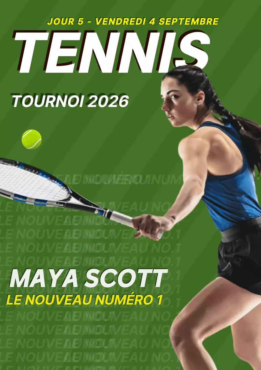 Affiche des championnats de tennis modernes verts