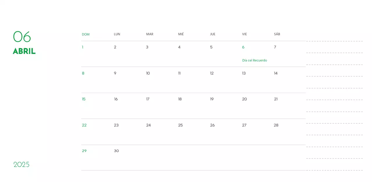 Un calendario con una foto de un cachorro y un bonito mensaje en color verde