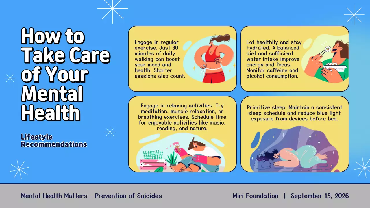 Blue Playful Illustrated Mental Health Matters Presentation