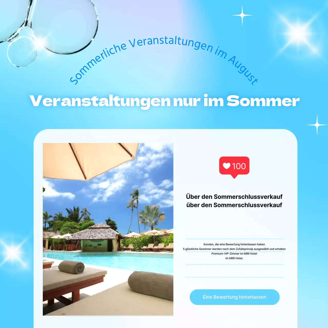 Werben Sie für eine schöne Sommerveranstaltung in Blau und Weiß