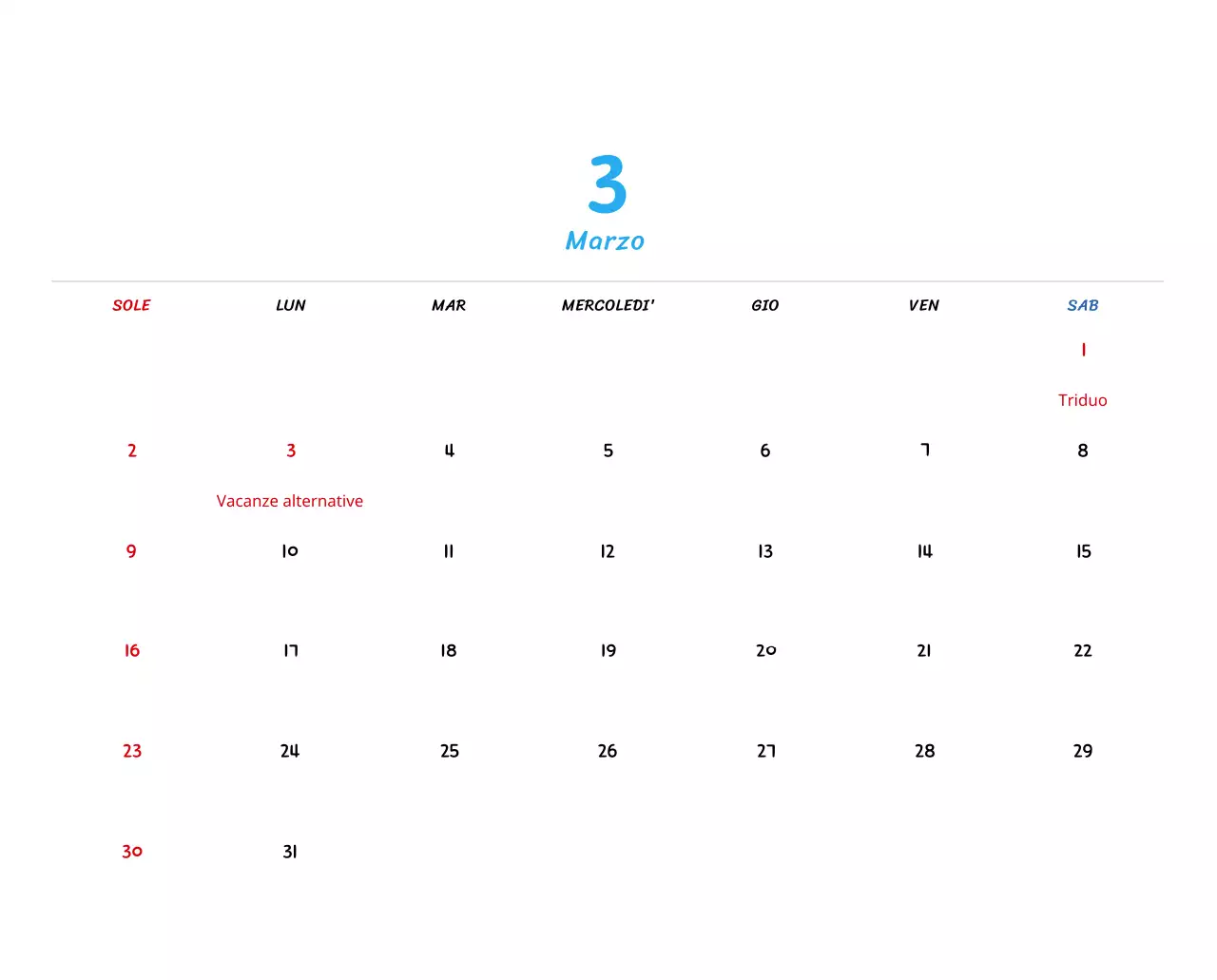 Calendario di Capodanno con simpatiche illustrazioni