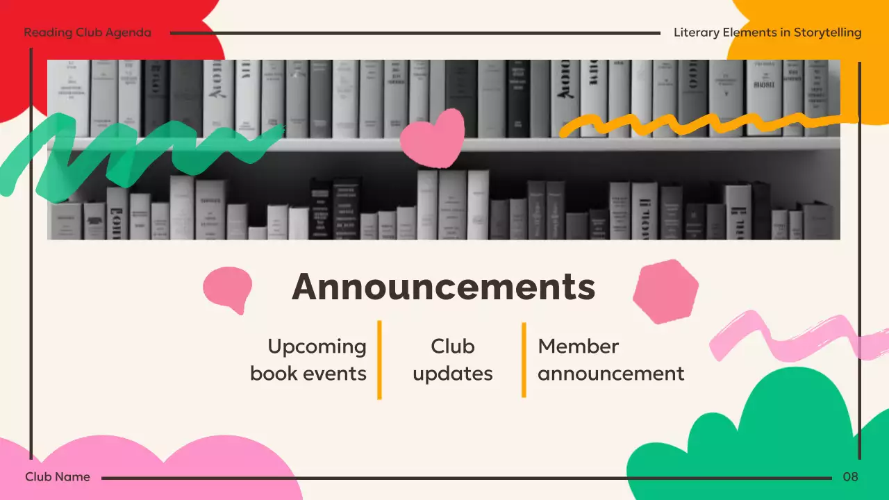 Colorful Modern Reading Agenda Presentation