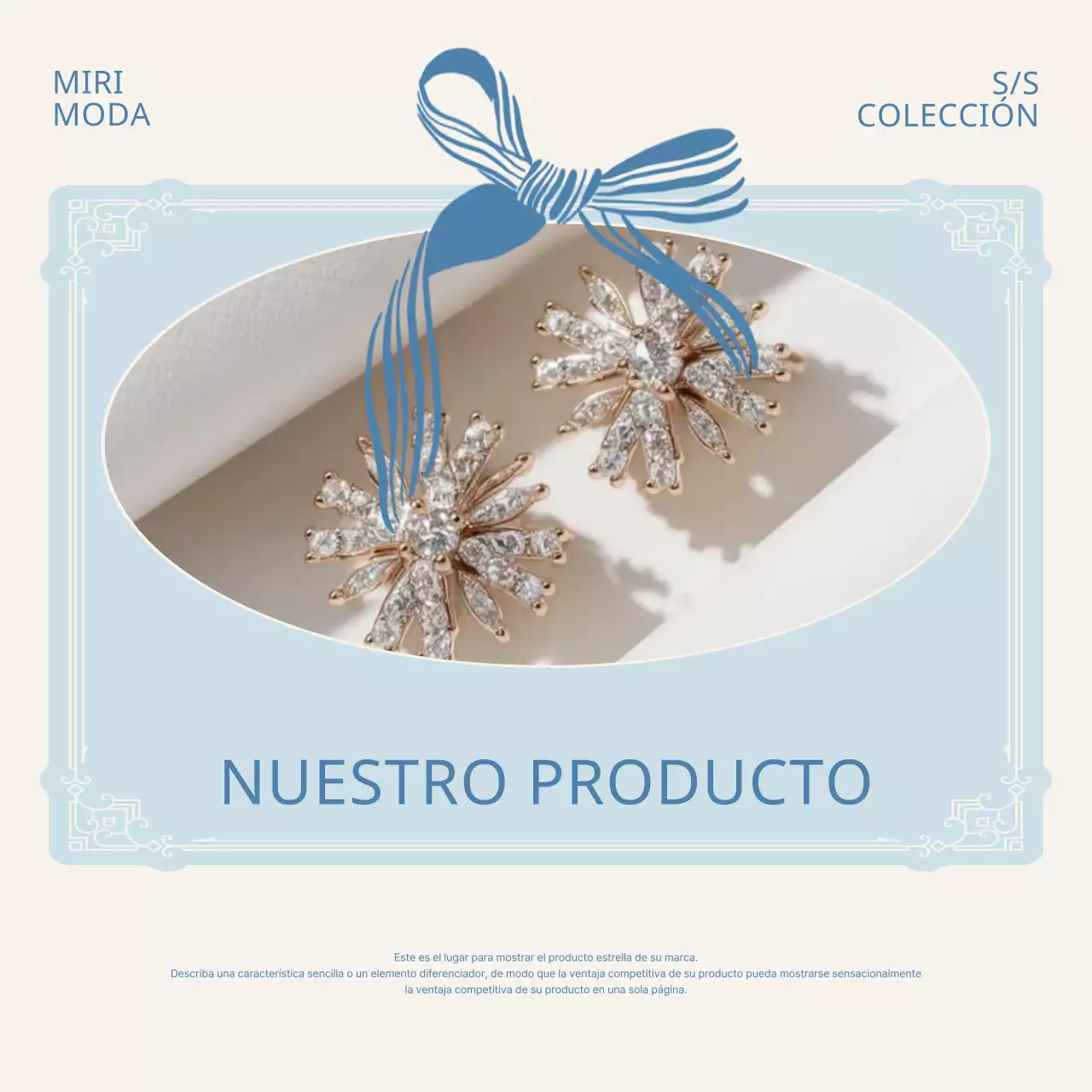 Accesorios clásicos de la marca en marfil y azul claro