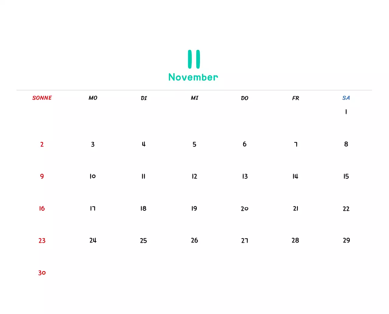 Neujahrskalender mit niedlichen Illustrationen