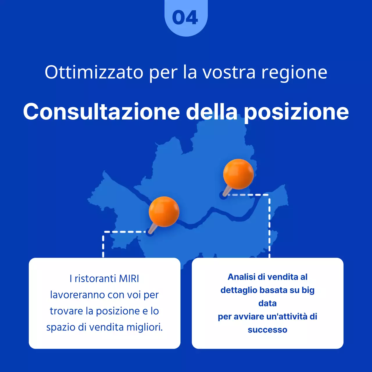 Un campo di franchising pulito di colore blu e arancione