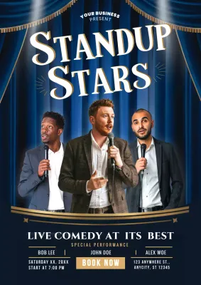 Blue Modern Comedy Promotion Poster