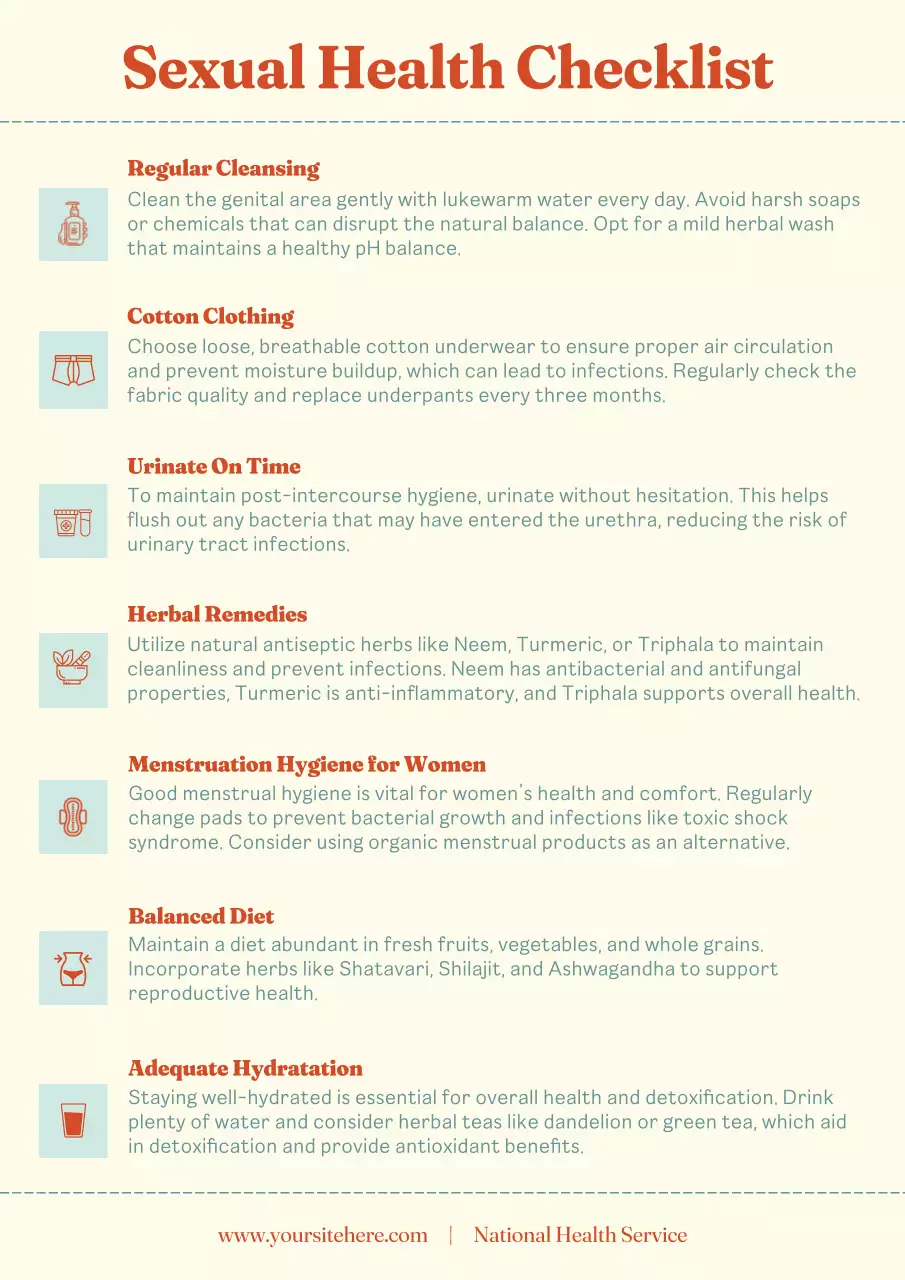 Orange Simple Health Checklist Poster